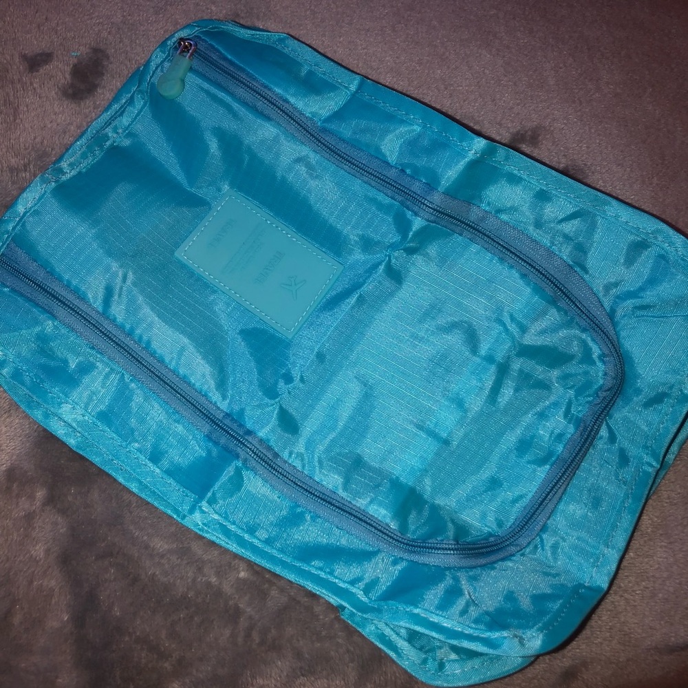 Blue Travel Shoe Pouch/ bag with handle/ shoe packing (2 pcs)